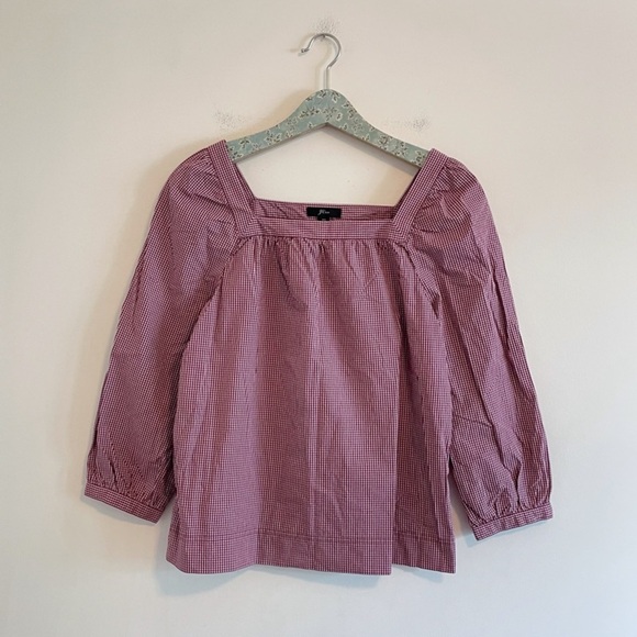 J. Crew Penny Top Pink Gingham Square Neckline - Picture 1 of 6